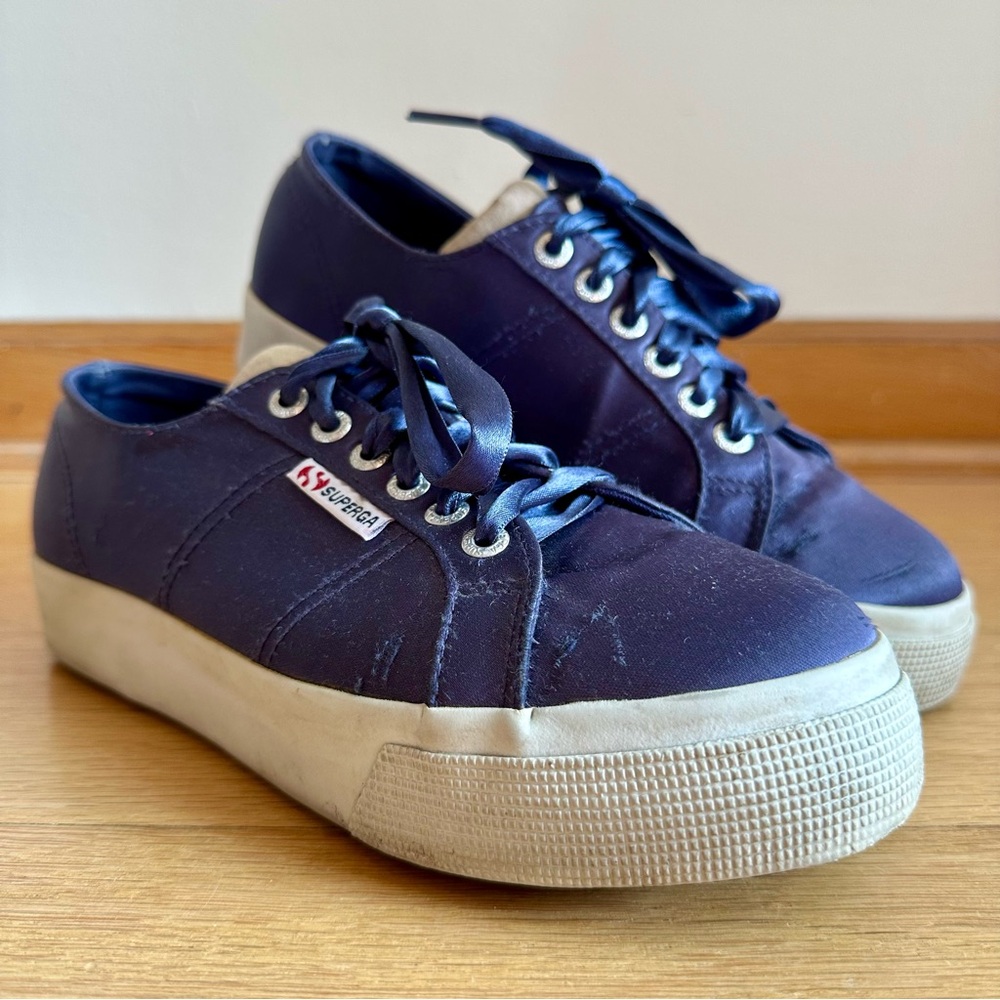 Superga - Blue/Purple Platform Satin Sneakers 2730